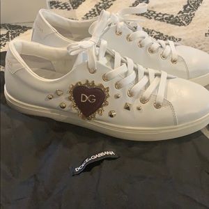 Dolce and Gabbana Heart and Gold Studded Sneaker